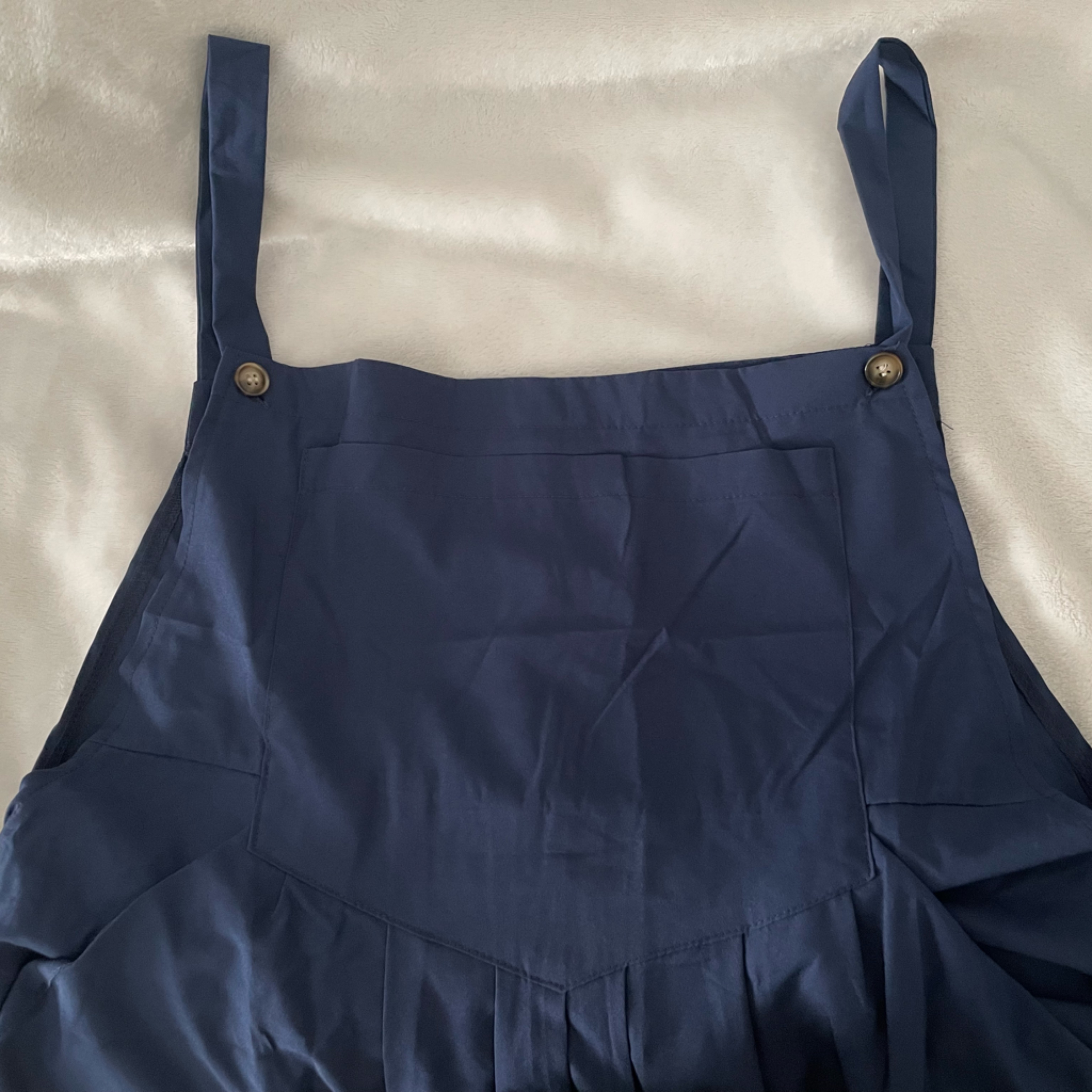 Navy Blue Jumpsuit With Button Straps Wide Leg Pants